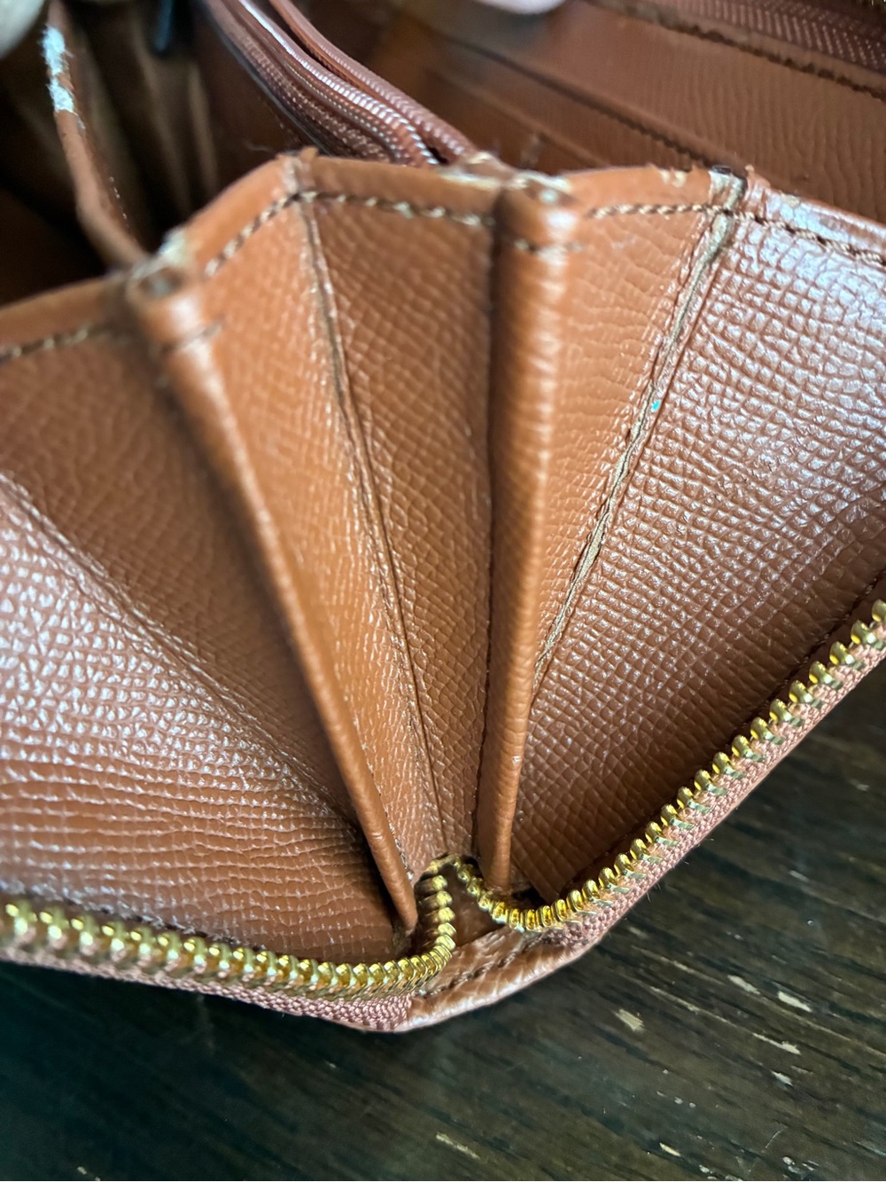 Coach Two-Tone Signature Zip Wallet in Tan and Brown - Picture 10 of 10